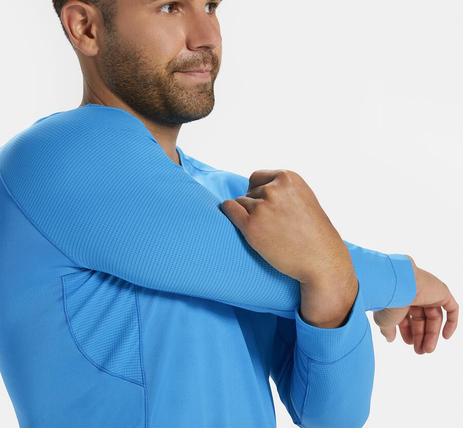 Top Hoka One One Hombre - Performance 3/4 Sleeve - Azules - JLK504689